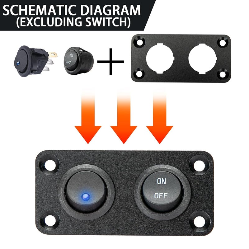 SDAQGE Switch Panel, Round 12 Volt Marine Switch Panel Aluminum Waterproof Rocker Switch Panel for Car Truck Marine Boat Rv Vehicle (2 Way) - Image 4
